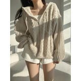 ベージュ | フード付きジップ付きセータージャケット | Ulysses