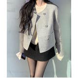 グレー | クルーネックダブルブレストメルトンジャケット | Ulysses