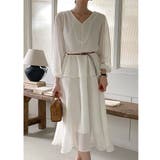 ホワイト | ベルト付きVネックワンピース | Ulysses