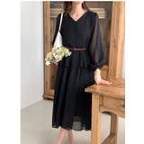 ブラック | ベルト付きVネックワンピース | Ulysses