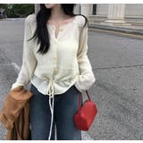 ベージュ | ドローストリングシングルブレストニットトップス | Ulysses