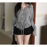 グレー | ドローストリングシングルブレストニットトップス | Ulysses