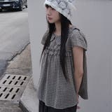 グリーン | デカ襟半袖チェック柄トップス | Ulysses