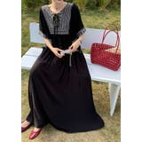 ブラック | リボン半袖ロングワンピース | Ulysses