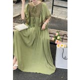 カーキ | リボン半袖ロングワンピース | Ulysses