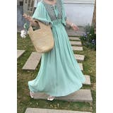 グレー | リボン半袖ロングワンピース | Ulysses