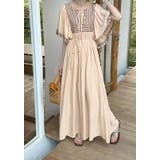 ベージュ | リボン半袖ロングワンピース | Ulysses