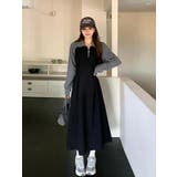 ブラック | スウェット配色ワンピース | Ulysses