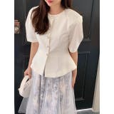 ホワイト | クルーネックシングルブレストショートトップス | Ulysses