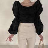 ブラック | パフスリーブボートネックトップス | Ulysses