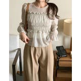 ベージュ | シャーリング加工チュールのトップス | Ulysses