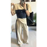 ベージュ | デニム切り替えスウェットトップスパンツセットアップ | Ulysses