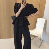ブラック | 半袖トップスワイドパンツセットアップ | Ulysses