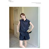 ブルー | デニムノースリーブトップスショートパンツセットアップ | Ulysses