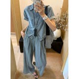 ライトブルー | デニムシャツトップスワイドパンツセットアップ | Ulysses