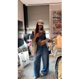 ダークブルー | デニムオフショルダートップスワイドパンツセットアップ | Ulysses