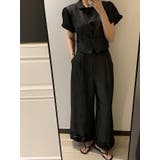 ブラック | シャツトップスワイドパンツセットアップ | Ulysses