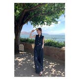 ブルー | デニムノースリーブトップスワイドパンツセットアップ | Ulysses