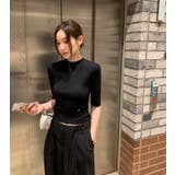 ブラック | ハーフネック半袖ニット | Ulysses