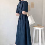 ネイビー | バックドローストリング半袖ワンピース | Ulysses