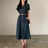 ベルト付き襟付きシングルブレストデニムワンピース | Ulysses | 詳細画像3 