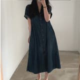 ベルト付き襟付きシングルブレストデニムワンピース | Ulysses | 詳細画像4 