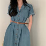 ベルト付き襟付きシングルブレストデニムワンピース | Ulysses | 詳細画像5 
