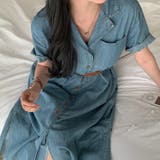 ベルト付き襟付きシングルブレストデニムワンピース | Ulysses | 詳細画像8 