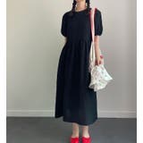 ブラック | シンプルバックシングルブレストリボンワンピース | Ulysses