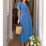 ブルー | ポケットリボン半袖ワンピース | Ulysses