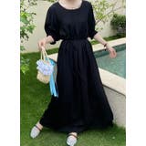 ブラック | クルーネックプリーツクルーネックワンピース | Ulysses