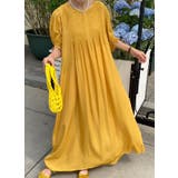 イエロー | クルーネックプリーツクルーネックワンピース | Ulysses