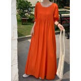 オレンジ | クルーネックプリーツクルーネックワンピース | Ulysses