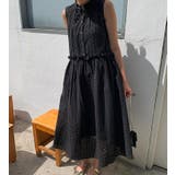 ブラック | 中空袖なしリボンワンピース | Ulysses