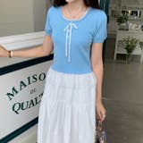 ブルー | レースパッチワーククルーネックTシャツ | Ulysses