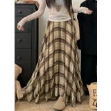 ブラウン | チェック柄ハイウエストロングスカート | Ulysses