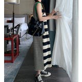 パッチワーク袖なし配色ボーダー柄ワンピース | Ulysses | 詳細画像1