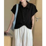 イレギュラーボタンダウン半袖トップス | Ulysses | 詳細画像3