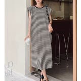 ブラック | バックスリットボーダー柄クルーネック袖なしワンピース | Ulysses