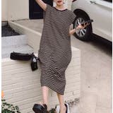 バックスリットボーダー柄クルーネック袖なしワンピース | Ulysses | 詳細画像5