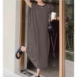 ブラウン | バックスリットボーダー柄クルーネック袖なしワンピース | Ulysses