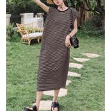 バックスリットボーダー柄クルーネック袖なしワンピース | Ulysses | 詳細画像6