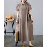 モカ | リボンボタンダウン半袖ワンピース | Ulysses