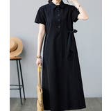 ブラック | リボンボタンダウン半袖ワンピース | Ulysses