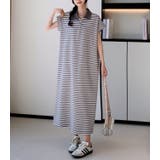 ボーダー柄ボタンダウン袖なしワンピース | Ulysses | 詳細画像1 