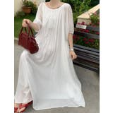 ホワイト | リボンクルーネックリラックスロングワンピース | Ulysses