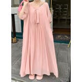 ピンク | リボンクルーネックリラックスロングワンピース | Ulysses