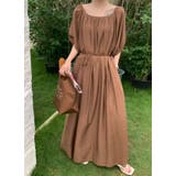 ブラウン | リボンクルーネックリラックスロングワンピース | Ulysses