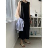 ブラック | シンプルクルーネック袖なしワンピース | Ulysses