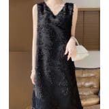 ブラック | Vネック袖なしワンピース | Ulysses